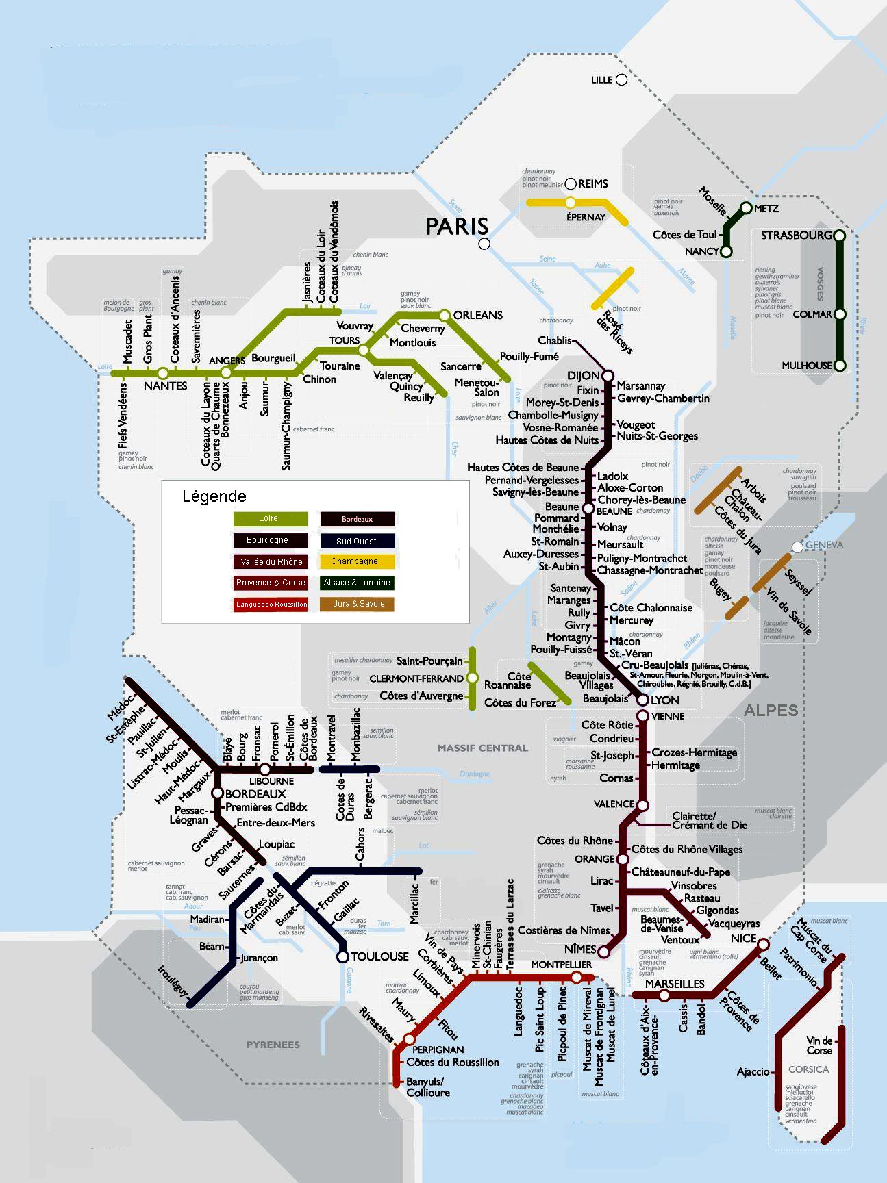 Carte des vignobles de France